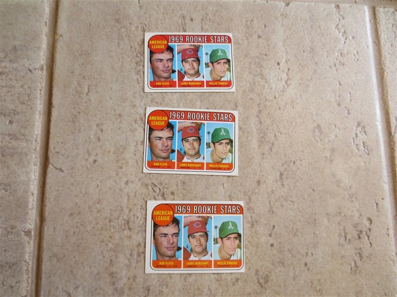 (3) 1969 Topps Rollie Fingers rookie baseball cards HOFer in affordable conditiion!