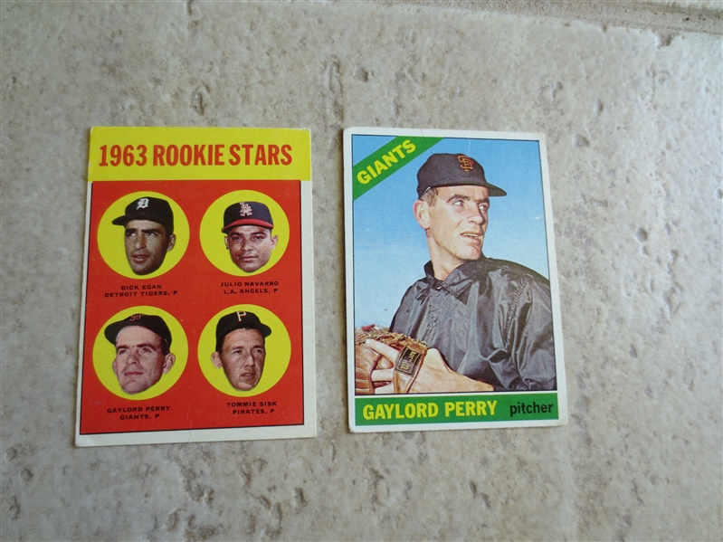 1963 Topps and 1966 Topps short print Gaylord Perry baseball cards in affordable condition!  Hall of Famer!
