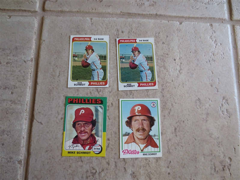 Mike Schmidt Topps baseball cards: (2) 1974, 75, 78   Hall of Famer