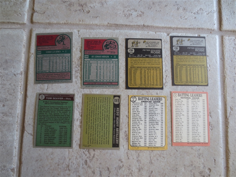 (8) vintage Hall of Famer + Pete Rose Topps baseball cards