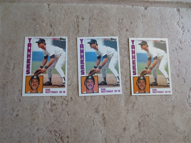 (3) 1984 Topps Don Mattingly rookie baseball cards in very nice condition