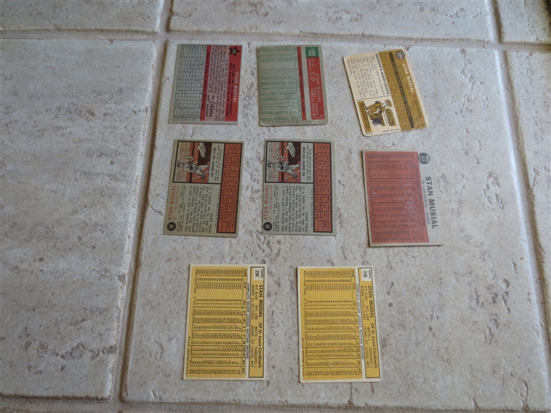 (8) vintage Stan Musial Topps baseball cards in affordable condition!