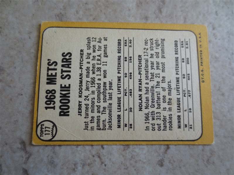 1968 Topps Nolan Ryan rookie baseball card in affordable condition!         #6