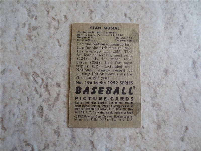 1952 Bowman Stan Musial baseball card in affordable condition!