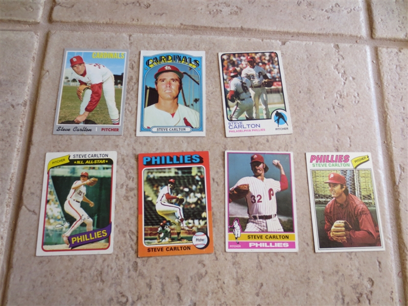 (7) different vintage Topps Steve Carlton baseball cards in nice condition!