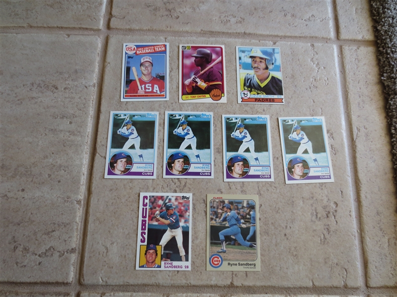 (9) Early cards of Mark McGwire, Tony Gwynn, Ozzie Smith, and Ryne Sandberg including rookies in beautiful condition!