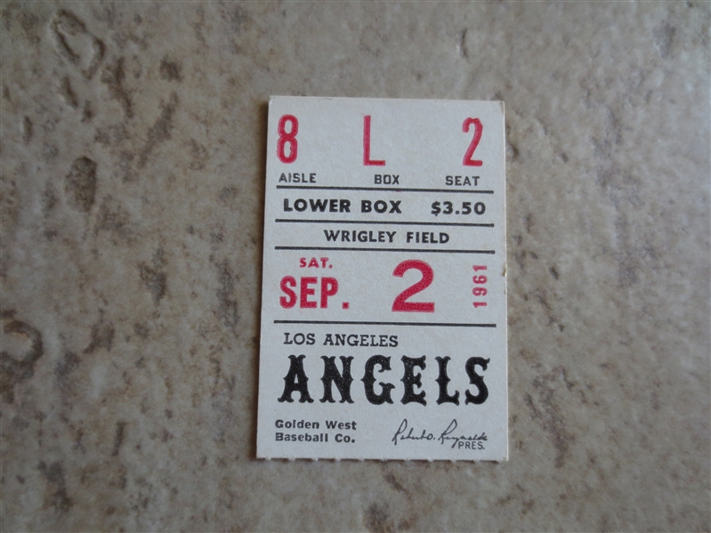 1961 Kansas City Athletics at Los Angeles Angels ticket stub  First Year Angels!