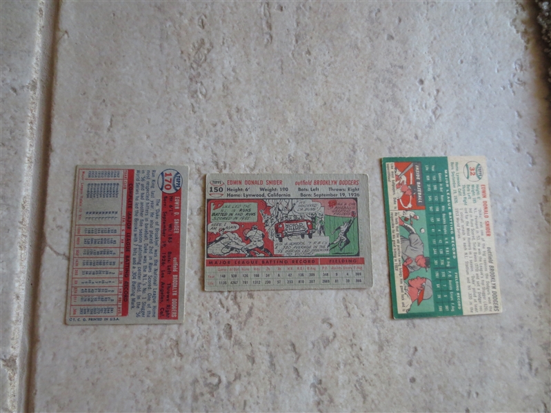 1954, 56, 57 Topps Duke Snider baseball cards