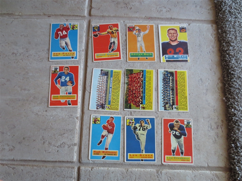 (11) different 1956 Topps football cards with five Hall of Famers and Team Cards