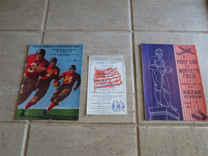 (3) World War II Service Teams football programs in assorted conditions