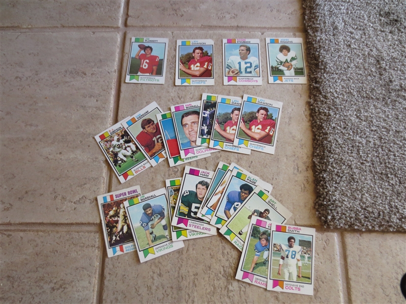 (21) 1973 Topps Football Hall of Famer cards including Staubach, Ham rookie, Tatum rookie, more