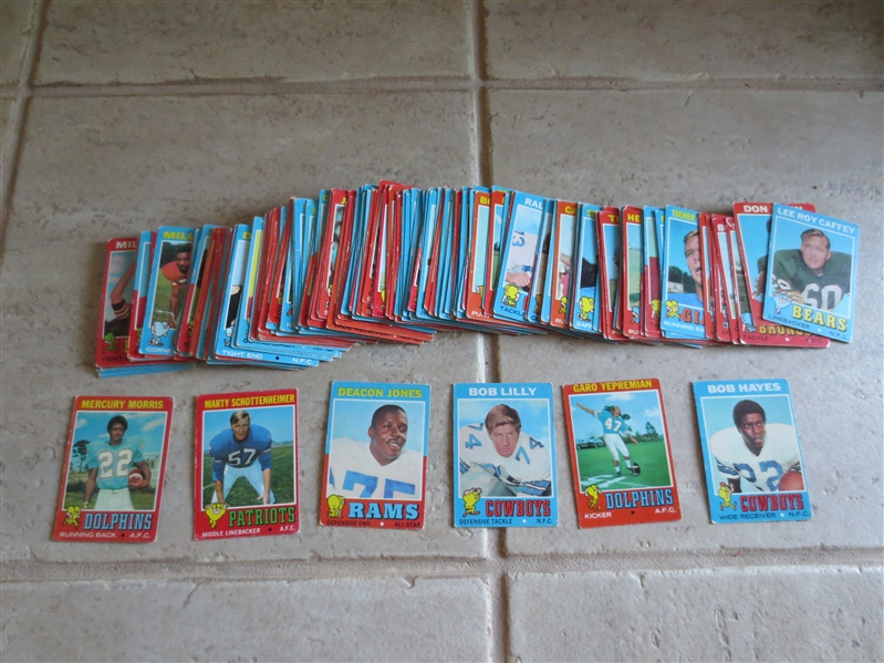 (165) 1971 Topps Football cards with Bob Hayes, Bob Lilly, and Deacon Jones