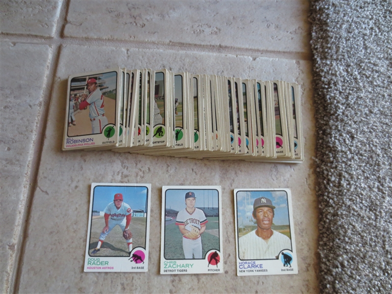 (125) 1973 Topps baseball cards with only one Hall of Famer---Ron Santo