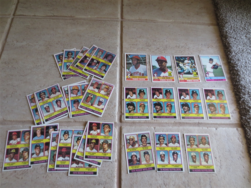 (30) 1976 Topps baseball cards including (4) Guidry rookies, Lynn, Rice, Bostock, and more