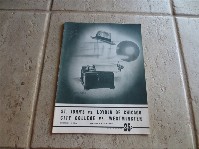 1946 St. John's vs. Loyola of Chicago & CCNY vs. Westminster scored doubleheader basketball program