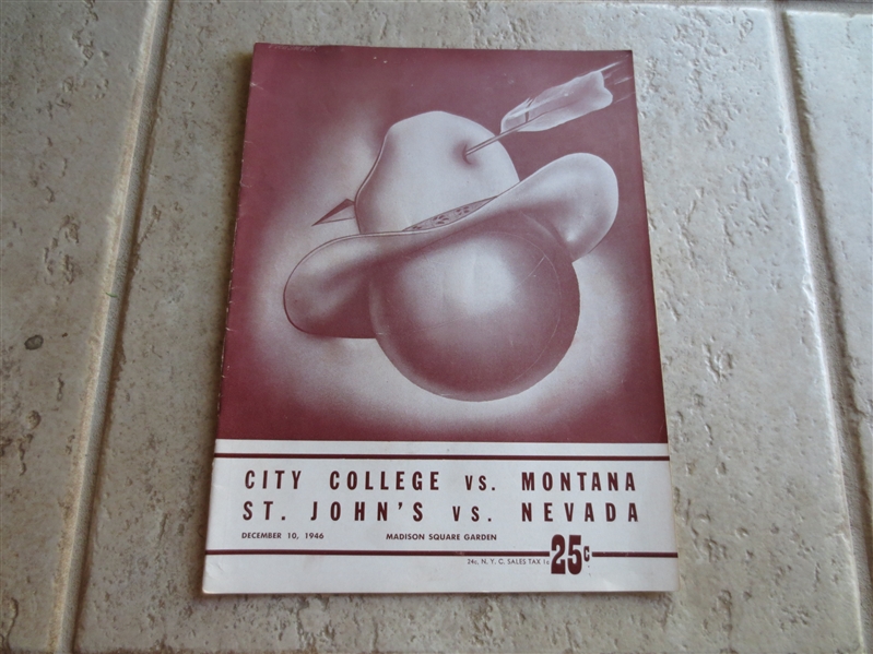 1946 CCNY vs. Montana & St. John's vs. Nevada scored basketball program in very nice condition! 