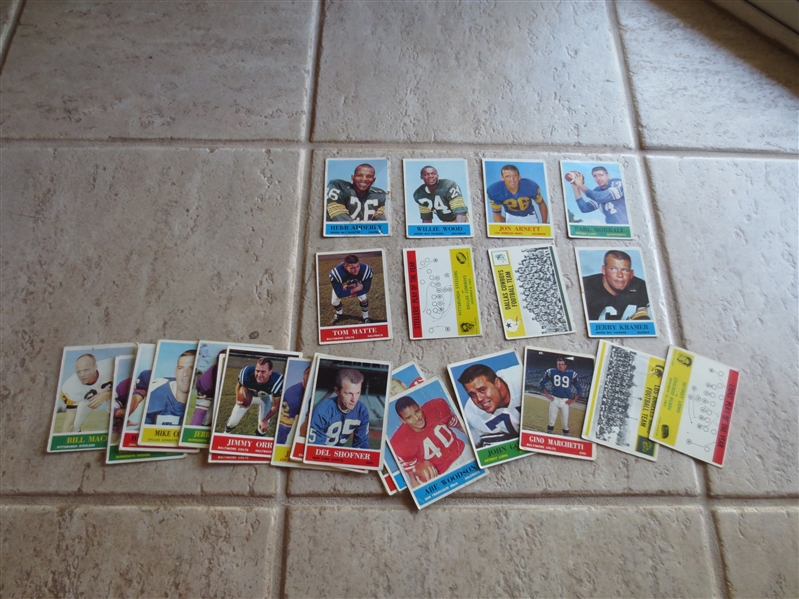 (30) 1964 Philadelphia football cards including Adderly rookie, Kramer, Wood, Arnett, Morrall, Matte, Marchetti, and team cards 