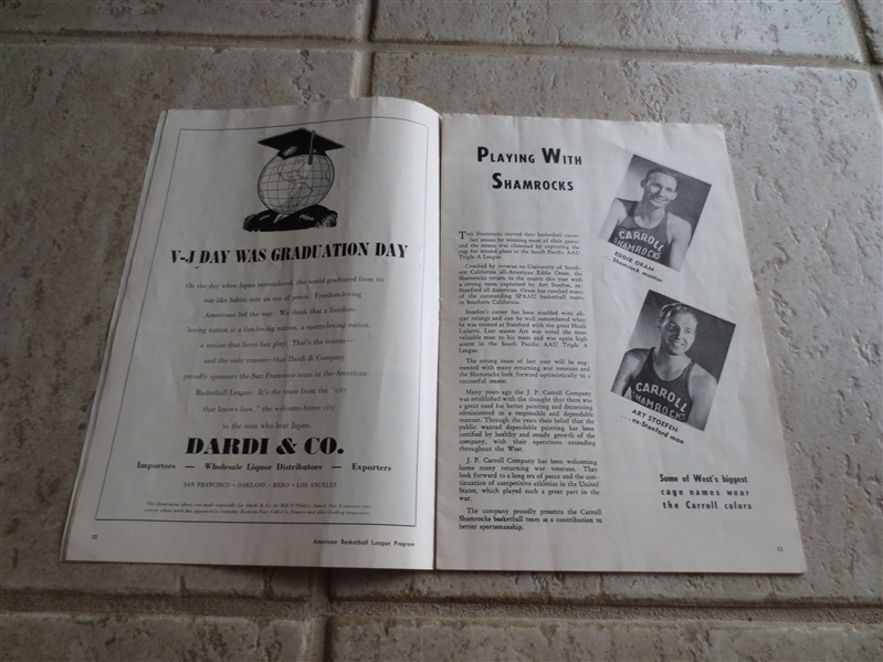 1945-46 American Basketball League ABL program/yearbook