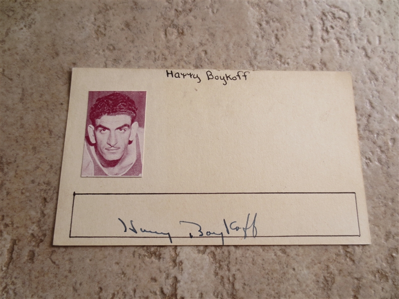 Autographed Harry Boykoff 3 x 5 card Pro basketball player with Boston Celtics and more