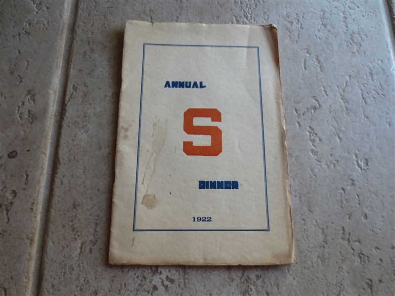 1922 Syracuse University Dinner Football + Program/Yearbook  NEAT!