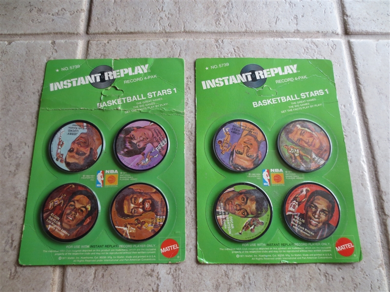 (2) Unopened 1971 Mattel Instant Replay Basketball Disc packages---8 discs--all superstars