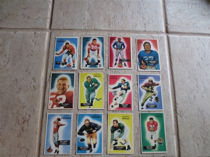 (12) different 1955 Bowman football cards including Walker, McElhenny, Hart, Summerall rookie, and more