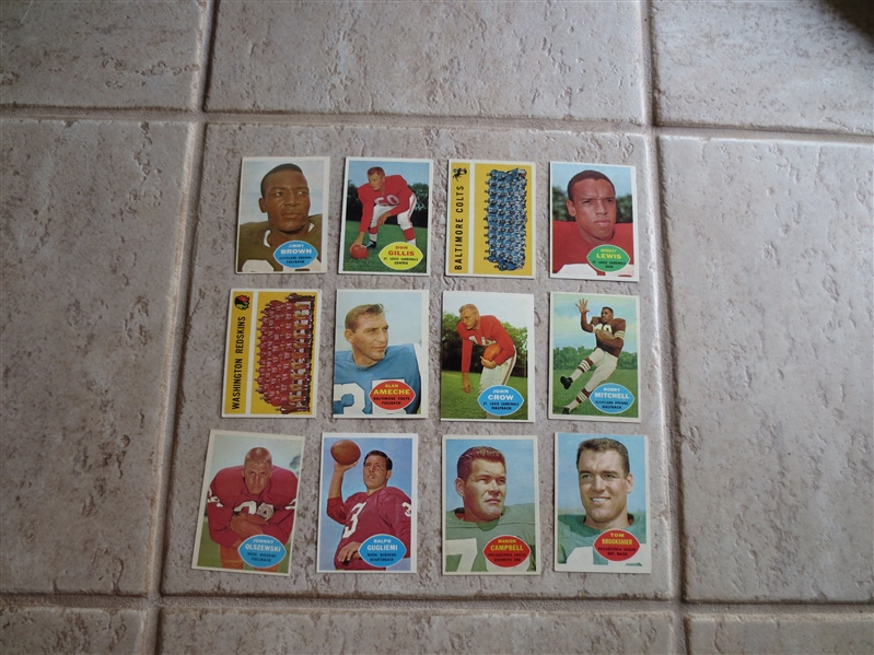 (12) different 1960 Topps football cards including Jim Brown, Brookshier, Mitchell, Ameche, Crow