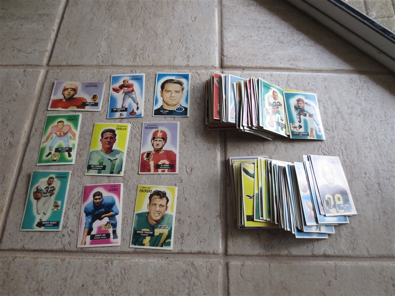 (95) different 1955 Bowman football cards with back damage from scrapbook