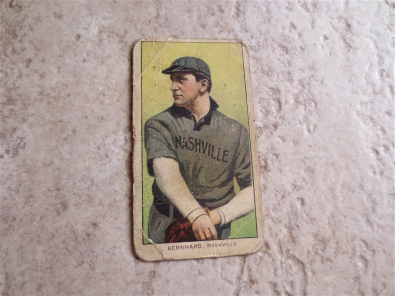 1909 T206 Bill Bernhard Nashville baseball card with Old Mill back RARE