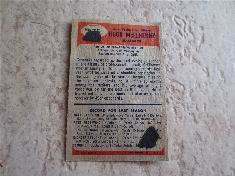 1955 Bowman Hugh McElhenny football card #75 in affordable condition