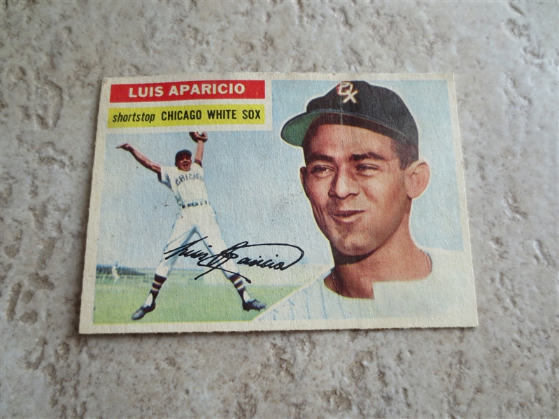(3) 1956 Topps Ed Mathews, Luis Aparicio, and Walter Alston baseball cards in affordable condition