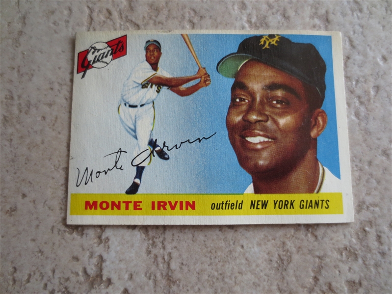 1955 Topps Monte Irvin baseball card #100 in affordable condition due to some back damage