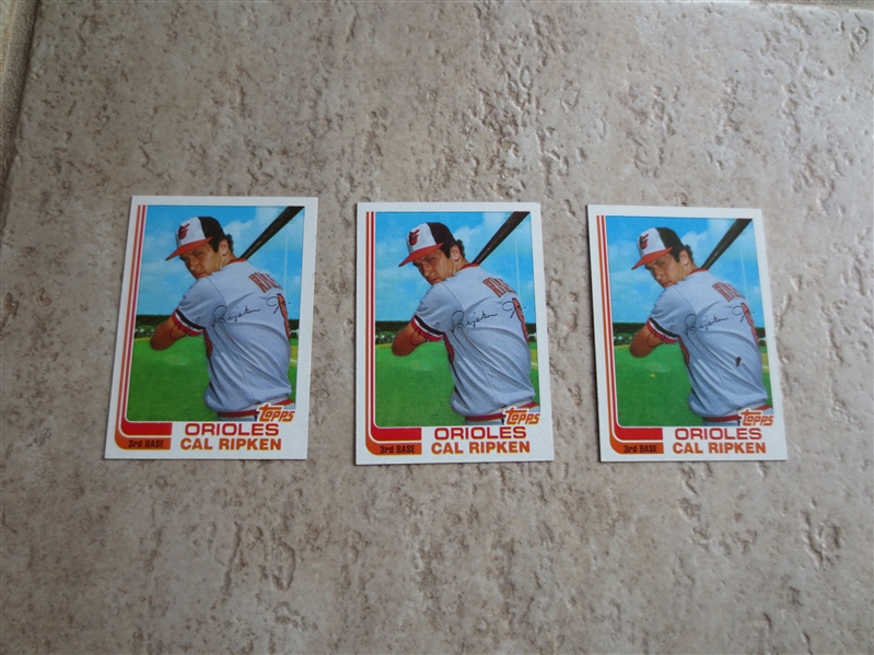 (3) 1982 Topps Traded Cal Ripken rookie baseball cards #98T in super condition      2
