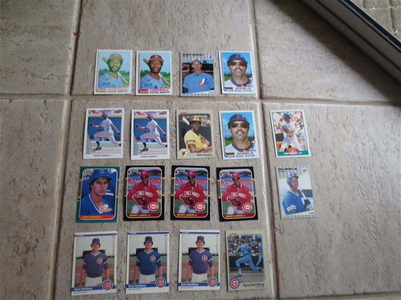 (18) Superstar baseball cards of Frank Thomas, Larkin, Gwynn, Reggie, Randy Johnson, Maddux, Ozzie Smith, Griffey, and Sandberg