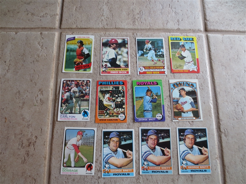 (12) vintage Hall of Famer baseball cards including Brett and Gossage rookies and more!