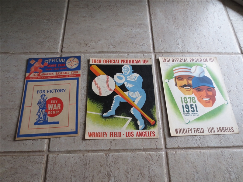1943, 49, and 51 PCL Rivalry baseball programs Los Angeles Angels vs. Hollywood Stars with autographs