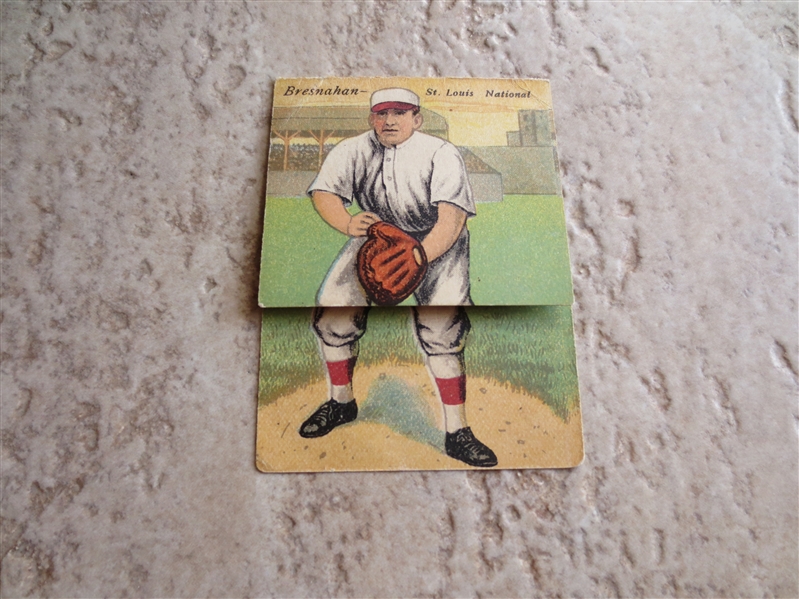 1911 T201 Roger Bresnahan, Miller Huggins Mecca Double Folder baseball card  Both HOFers!