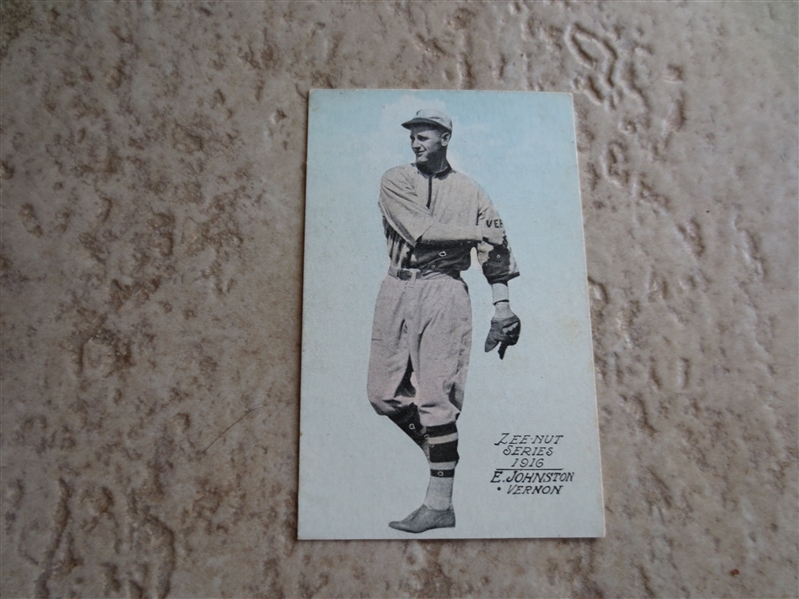 1916 Zeenut E. Johnston Vernon Pacific Coast League baseball card in beautiful condition