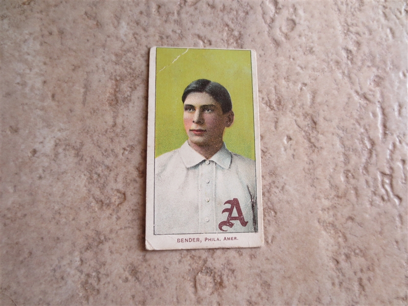 1909-11 T206 Chief Bender Portrait baseball card with Piedmont 150 subjects Factory 25 back