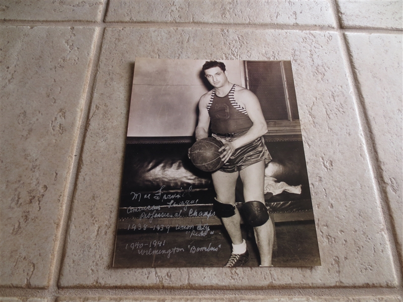 Autographed Moe Frankel 10 x 8.5 photo ABL American Basketball League star