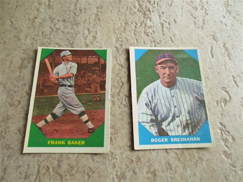 (2) 1960 Fleer Baseball Greats Frank Home Run Baker and Roger Bresnahan baseball cards