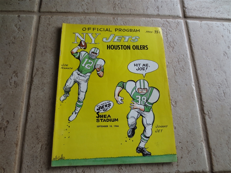 1966 Houston Oilers at New York Jets football program  Early Namath Game!