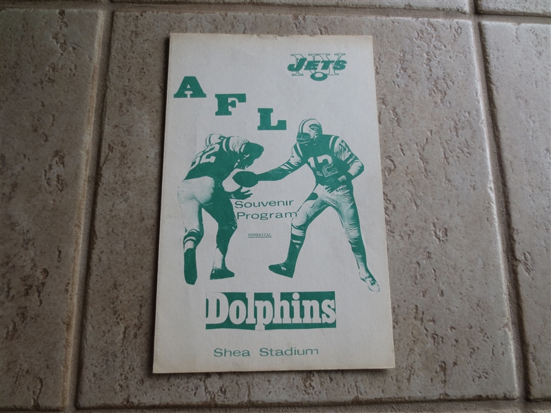 December 1, 1968 (?) Dolphins at Jets football program---just before Namath miracle in Super Bowl 3