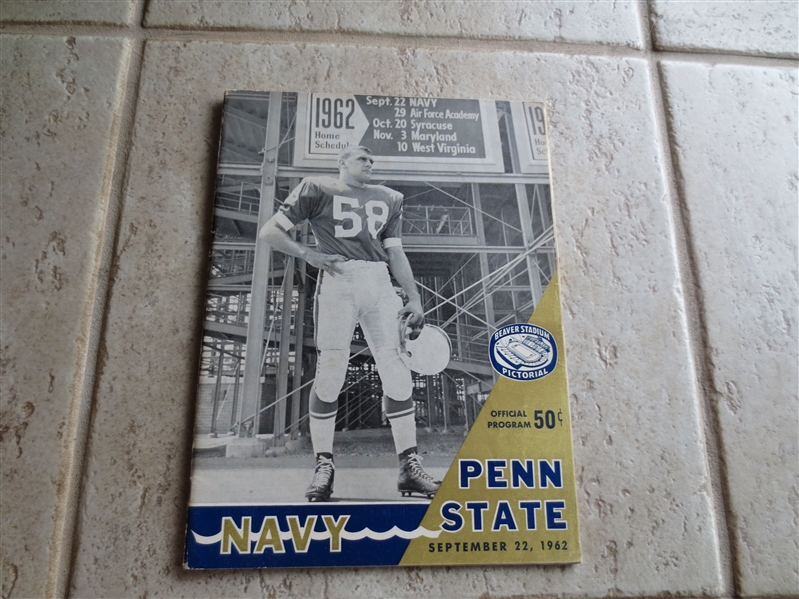 1962 Navy at Penn State football program with Roger Staubach