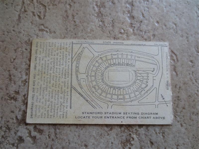 1939 CAL at Stanford The Big Game football ticket in very nice condition