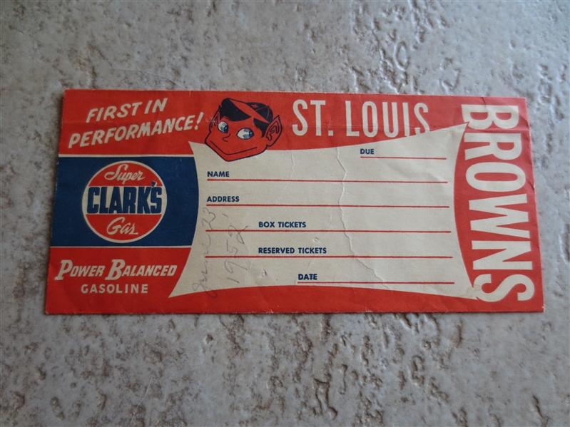 1952 St. Louis Browns baseball ticket envelope  Satchel Paige  RARE