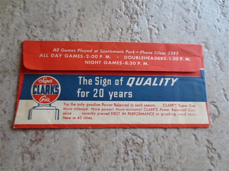 1952 St. Louis Browns baseball ticket envelope  Satchel Paige  RARE