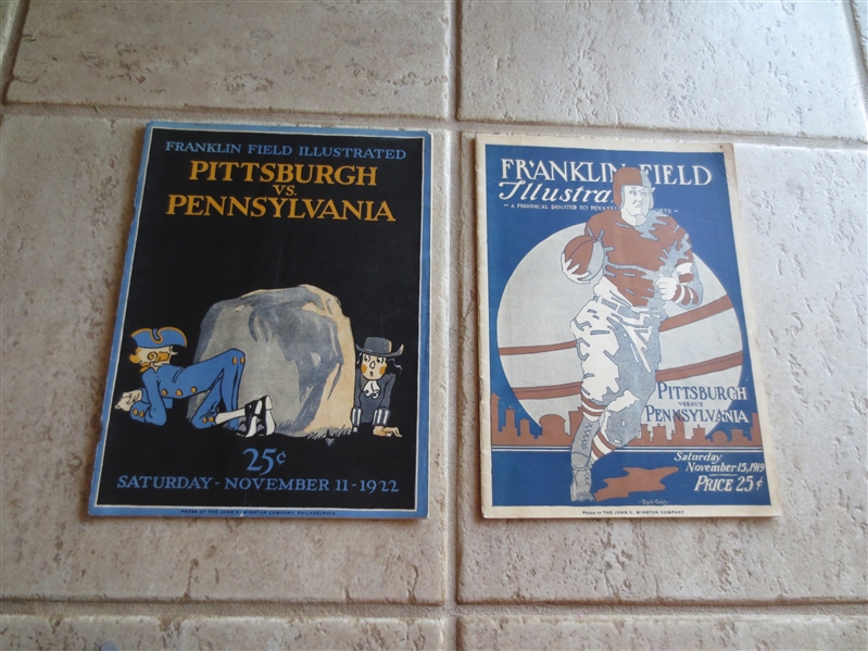 1919, 23 Pittsburgh at Pennsylvania football programs in nice condition