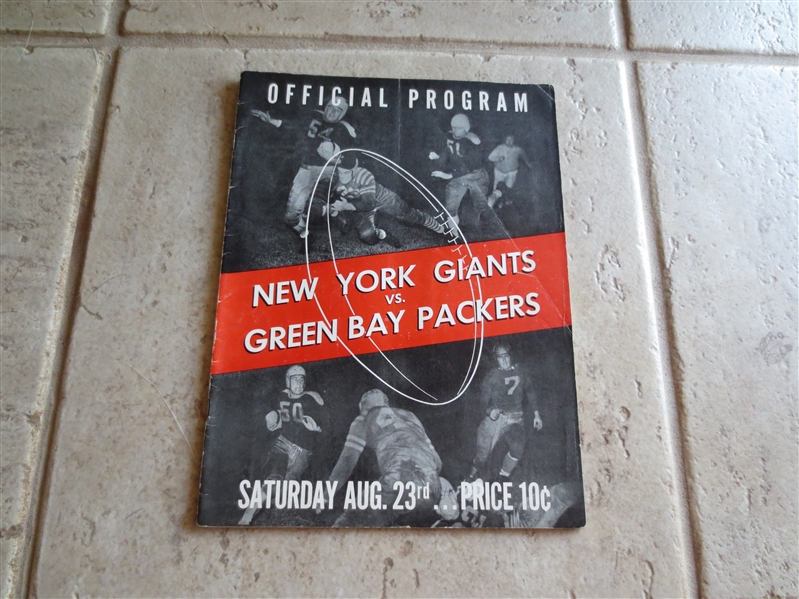 RARE 1941 Preseason NFL Football program New York Giants at Green Bay Packers