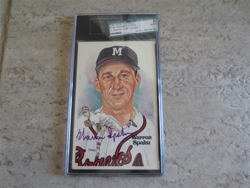 Autographed Duke Snider and Warren Spahn Perez- Steele baseball cards J. Spence Auth.